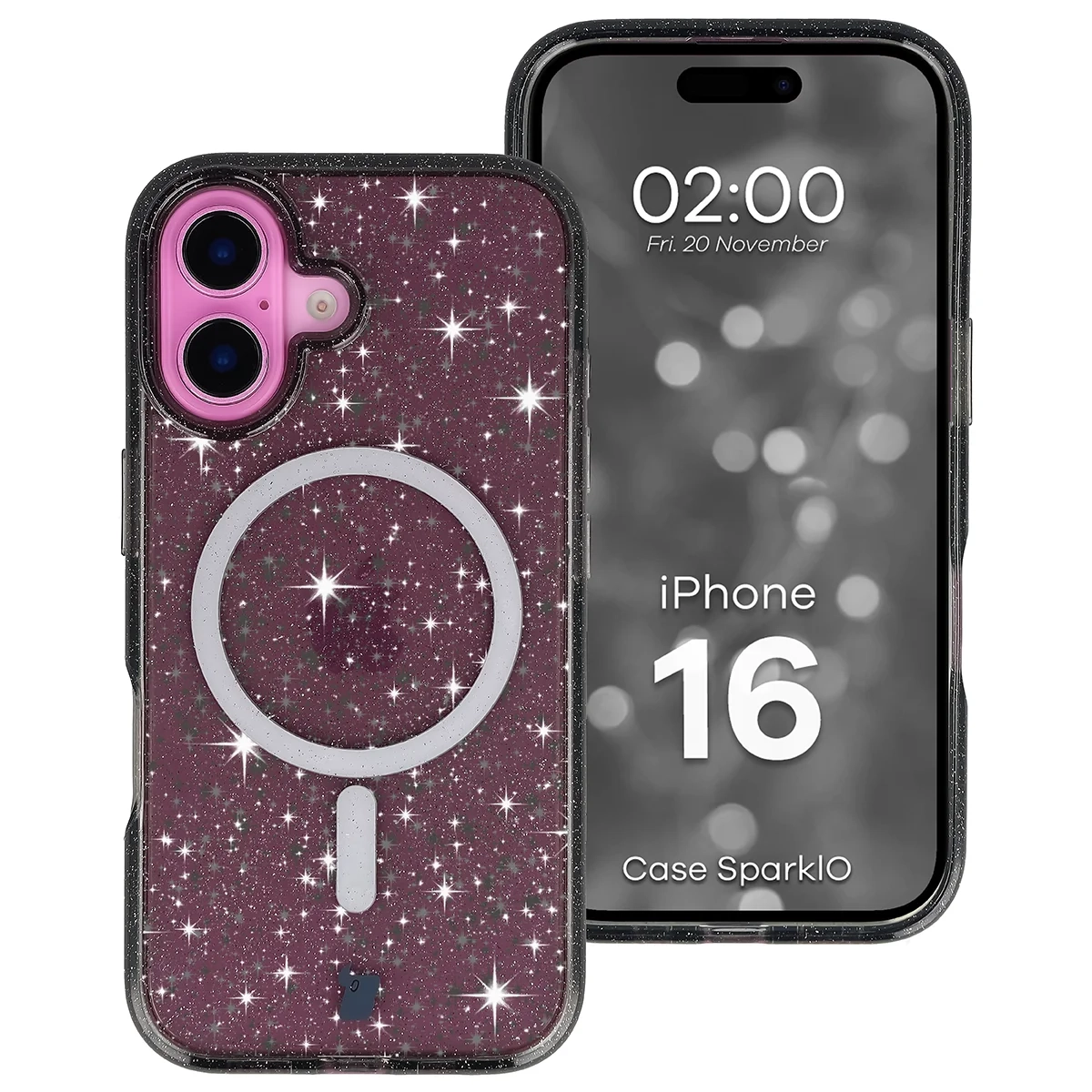 Etui Bizon Case SparklO do iPhone 16 Czarny