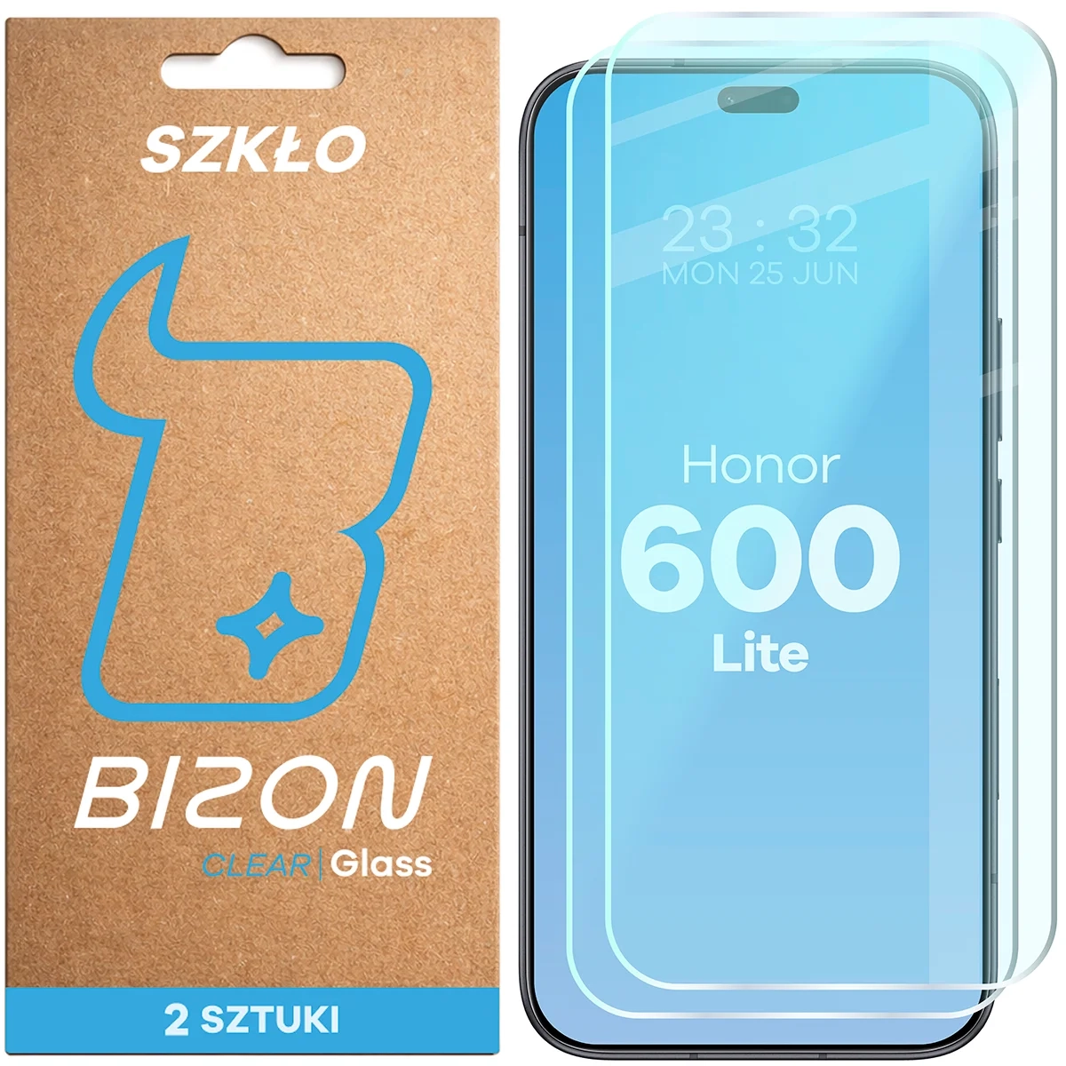 Szkło hartowane Bizon na ekran Glass Clear Duo do Honor 600 Lite 5G 2 sztuki