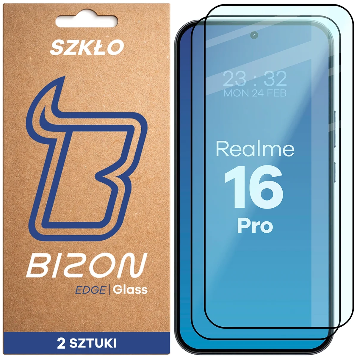 Szkło hartowane Bizon z ramką Glass Edge Duo do Realme 16 Pro 5G 2 sztuki
