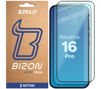 Szkło hartowane Bizon z ramką Glass Edge Duo do Realme 16 Pro 5G 2 sztuki