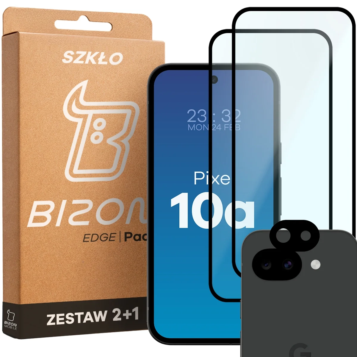 Zestaw ochronny Bizon 2x Szkło + szybka na aparat Glass Edge Pack do Google Pixel 10a