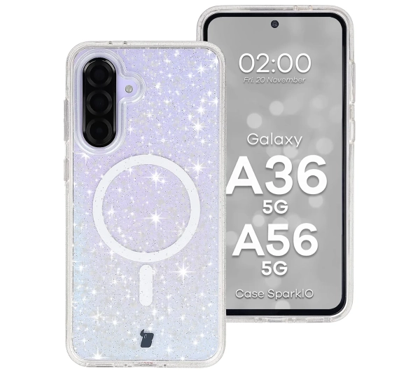 Bizon Case SparklO do Galaxy A36 5G / A56 5G Przezroczyste z Brokatem