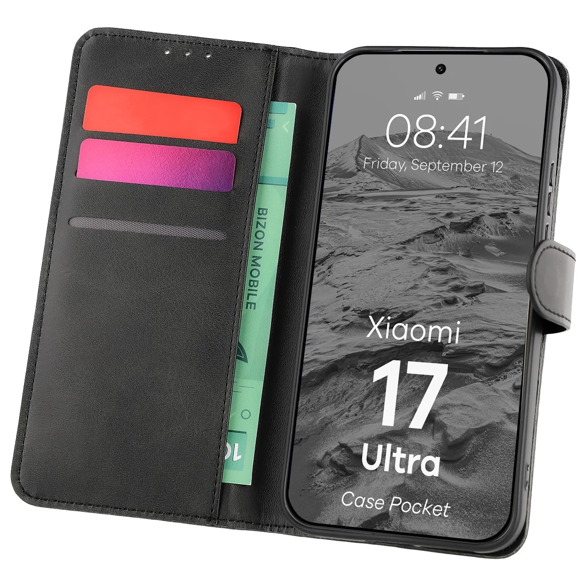 Etui Bizon Case Pocket do Xiaomi 17 Ultra Czarny