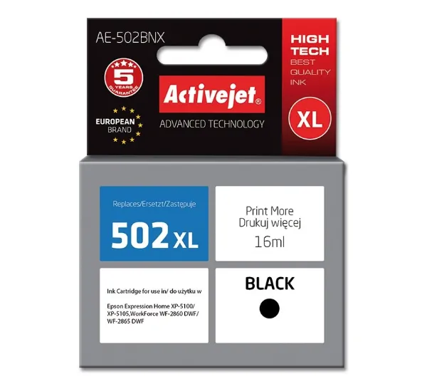ActiveJet AE-502BNX (zamiennik 502XL) Czarny 16 ml