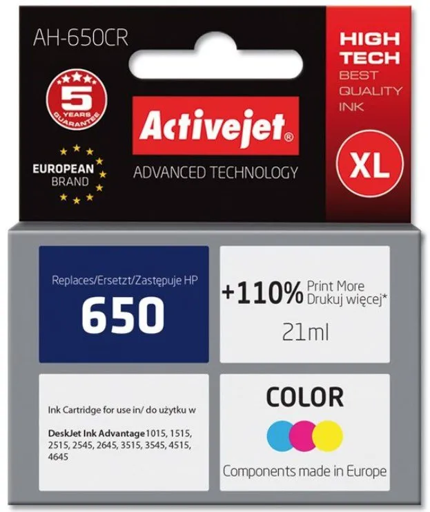 Tusz ActiveJet AH-650CR (zamiennik 650) Kolor 21 ml