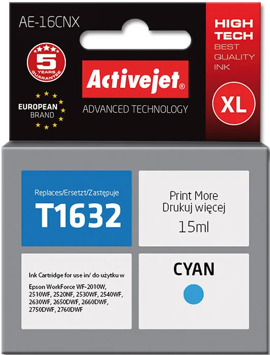 Tusz ActiveJet AE-16CNX (zamiennik 16XL T1632) Błękitny 15 ml