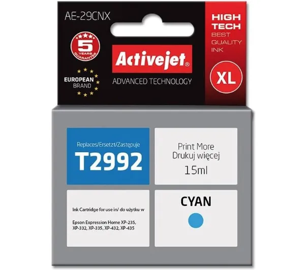ActiveJet AE-29CNX (zamiennik 29XL T2992) Błękitny 15 ml