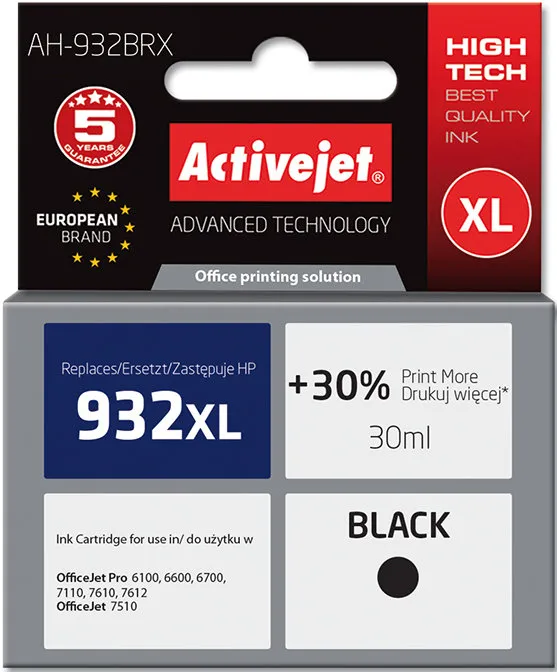 Tusz ActiveJet AH-932BRX (zamiennik 932XL) Czarny 30 ml
