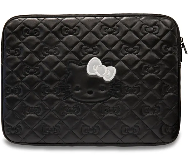Hello Kitty Zip PU Quilted Bows 14" Czarny