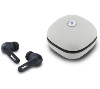 Słuchawki bezprzewodowe BMW Leather Metal Logo ANC Dokanałowe Bluetooth 5.4 Taupe