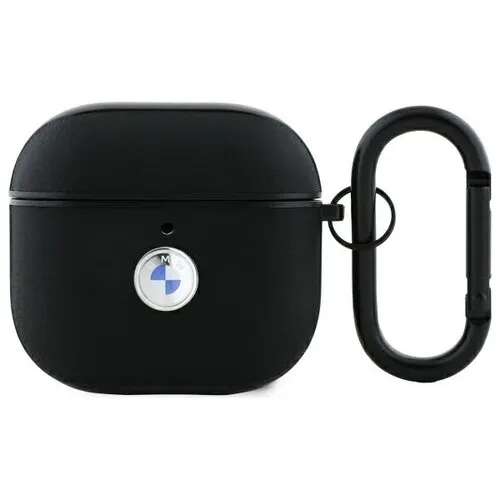 Etui na słuchawki BMW Genuine Leather Silver Logo do Apple AirPods 4 Czarny
