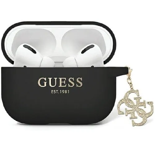 Etui na słuchawki Guess Liquid Silicone Glitter Triangle Charm do Apple AirPods Pro 2 Czarny
