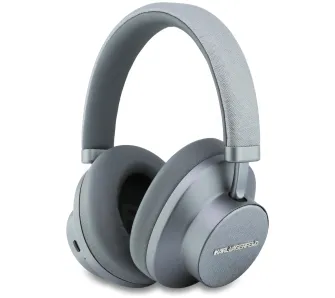 Słuchawki bezprzewodowe Karl Lagerfeld Saffiano Elongated ANC Nauszne Bluetooth 5.4 Szary