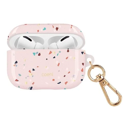 Etui na słuchawki UNIQ Coehl Terrazzo do Apple AirPods Pro Różowy Wzór