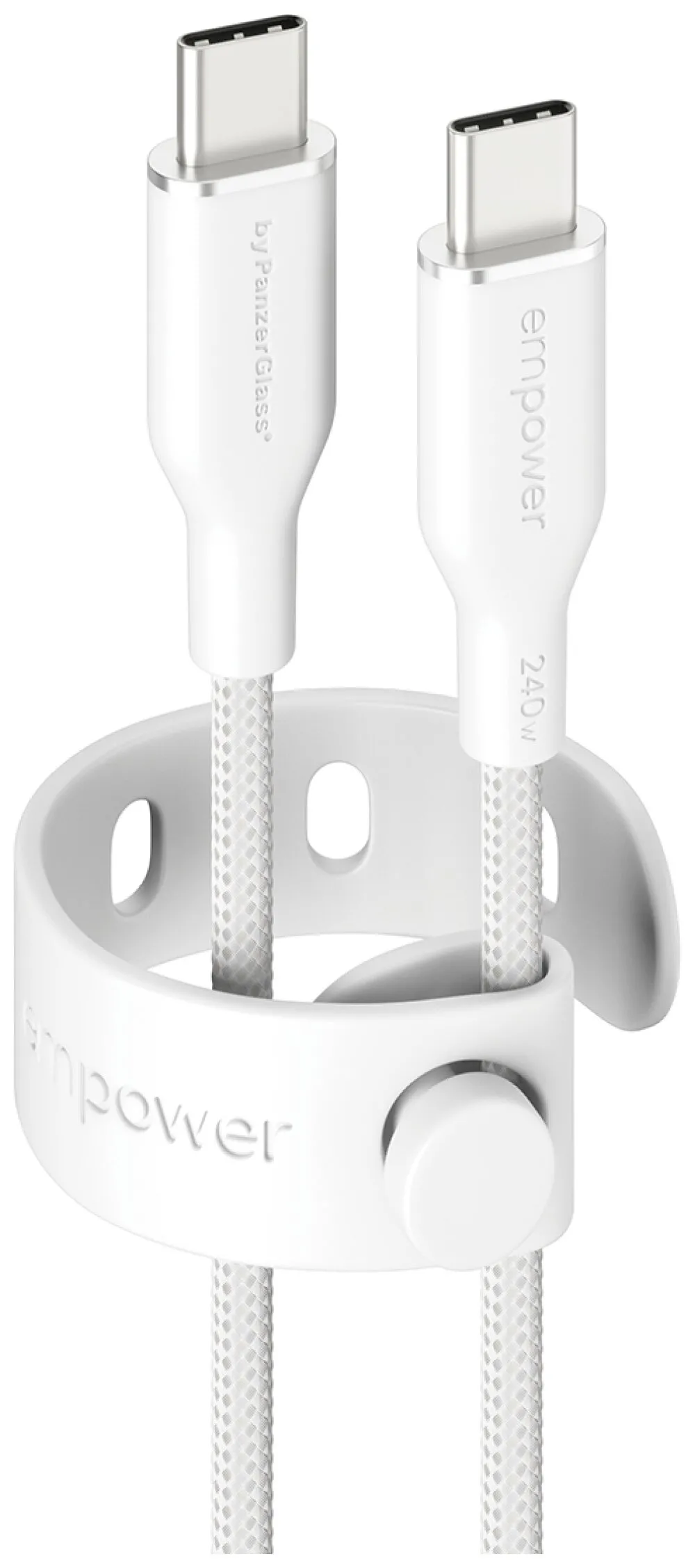 Kabel PanzerGlass USB-C - USB Empower Racing 240W 1.2 m Srebrno-biały