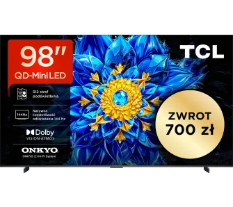 Telewizor TCL 98P8L 98" QD-Mini LED 4K 144Hz Google TV Funkcje AI Dolby Vision Dolby Atmos HDMI 2.1 DVB-T2