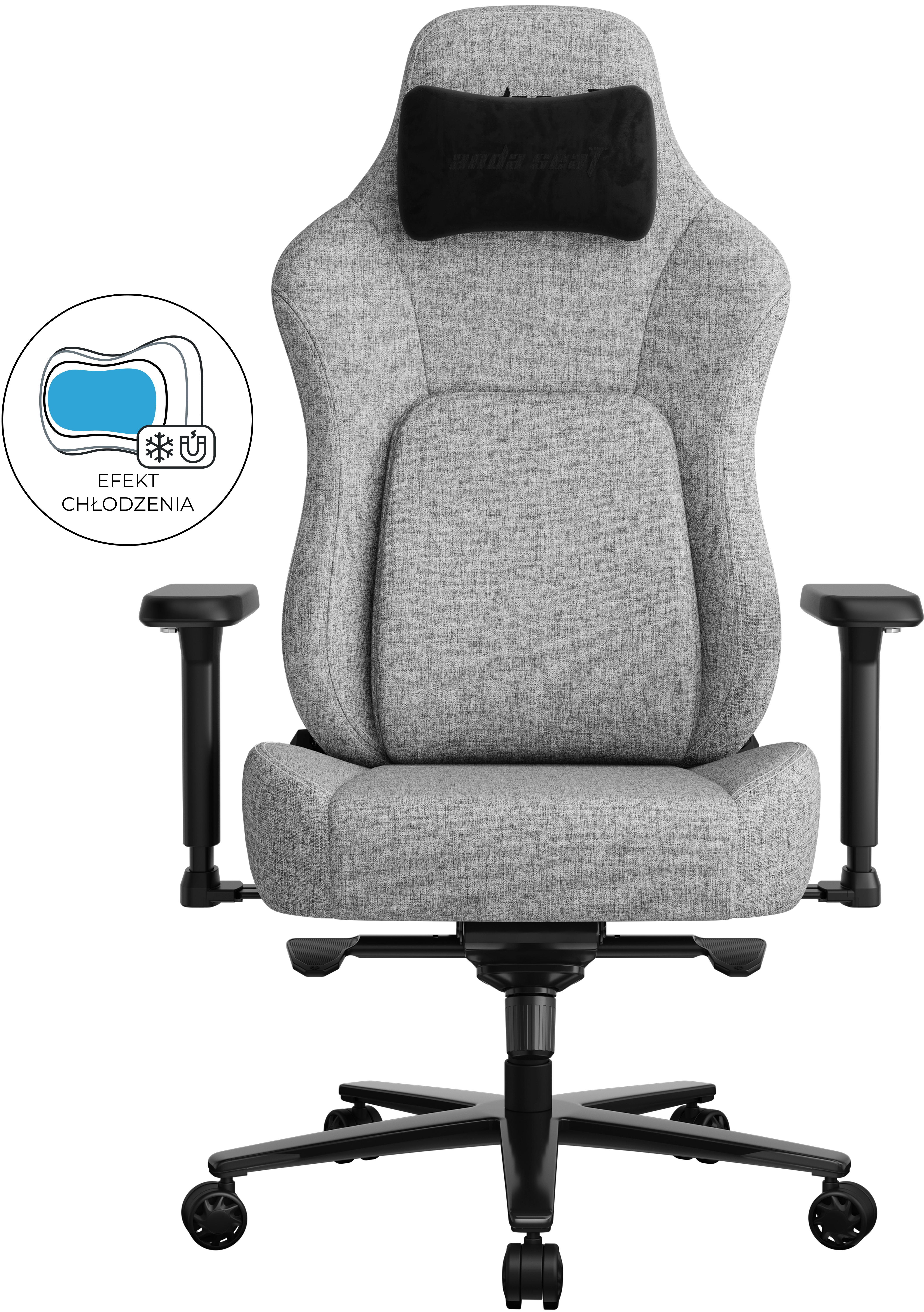 Fotel Anda Seat Phantom 4 L Pro Gray Fabric Gamingowy do 100kg Tkanina Szary