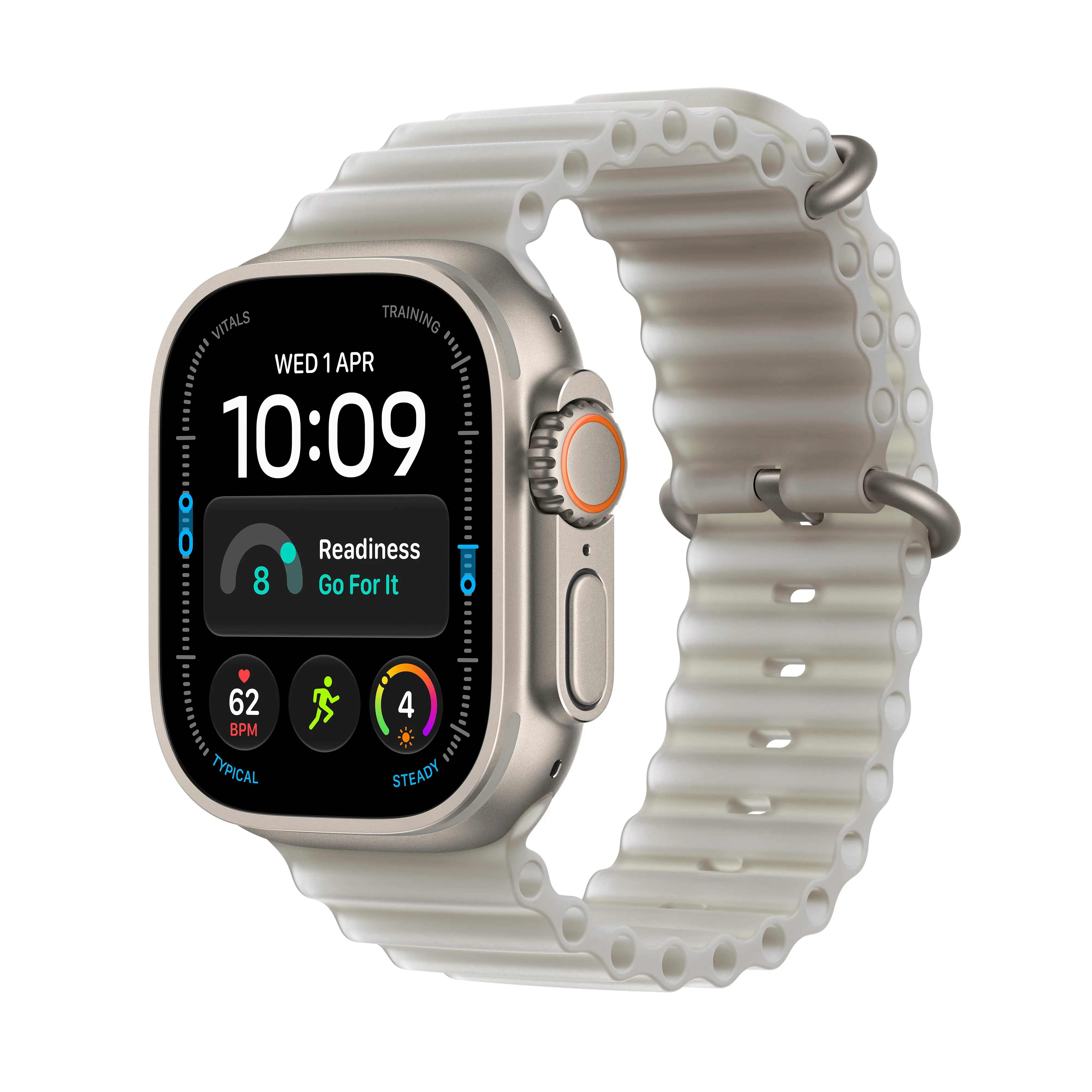 Apple Watch Ultra 4 GPS + Cellular koperta z tytanu Naturalna 49mm Pasek Ocean w kolorze półprzezroczystej szarości