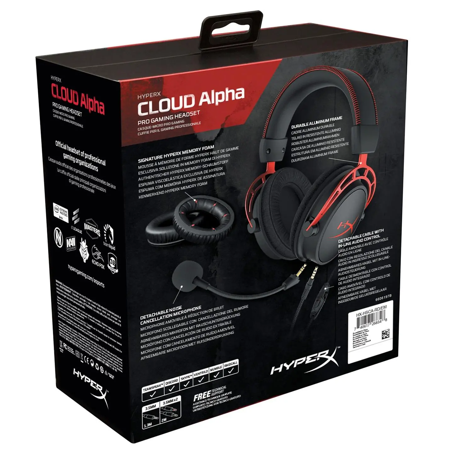 Słuchawki przewodowe z mikrofonem HyperX Cloud Alpha HX-HSCA-RD/EM Nauszne Czarno-czerwony