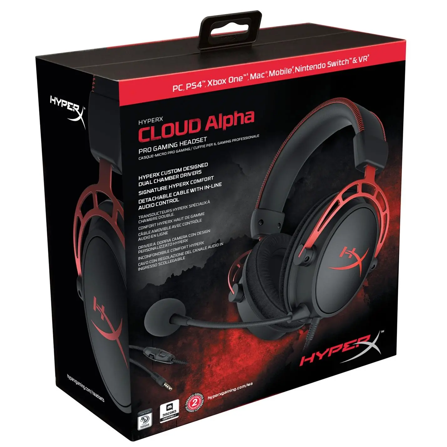 Słuchawki przewodowe z mikrofonem HyperX Cloud Alpha HX-HSCA-RD/EM Nauszne Czarno-czerwony