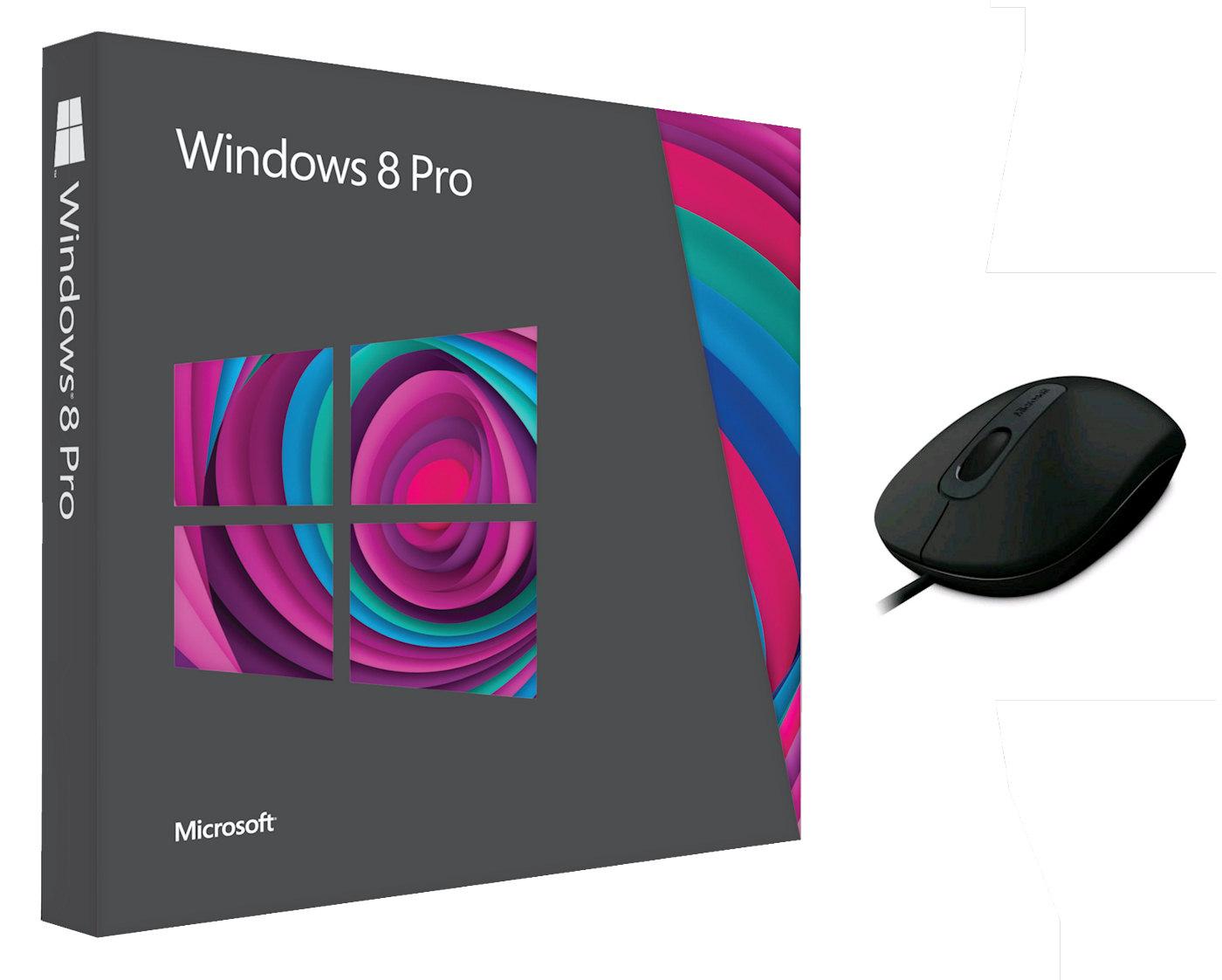 Microsoft Windows 8 Pro Upgrade PL BOX + Mysz MS Optical 100