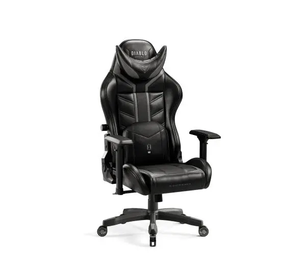Diablo Chairs X-Ray 2.0 Normal Size Gamingowy do 136kg Skóra ECO Czarno-szary - Kup na Raty - RRSO 0%