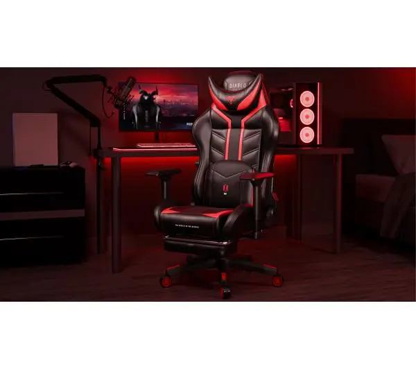 Diablo Chairs X-Ray 2.0 Normal Size Gamingowy do 136kg Skóra ECO Czarno-czerwony - Kup na Raty - RRSO 0%