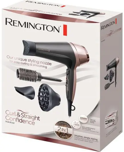 Suszarka do włosów Remington Curl & Straight Confidence Jonizacja Dyfuzor Zimny nawiew 2200W 2 prędkości 3 temperatury