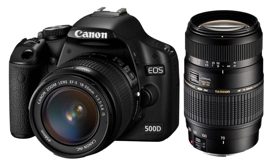 Lustrzanka Canon EOS 500D + 18-55 mm IS + Tamron 70-300 mm