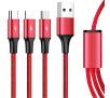 Kabel Unitek 3w1 USB do USB typ C microUSB Lightning 1,2m Czerwony