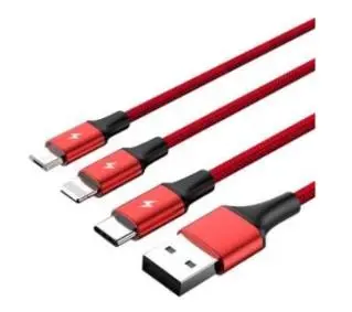 Unitek 3w1 USB do USB typ C microUSB Lightning 1,2m Czerwony