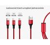 Kabel Unitek 3w1 USB - USB typ C microUSB Lightning 1,2m Czerwony