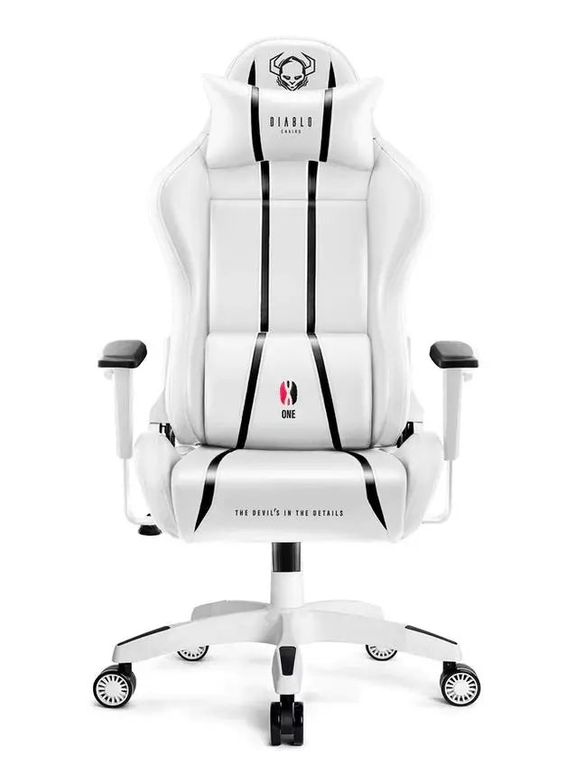 Fotel Diablo Chairs X-One 2.0 King Size Gamingowy do 160kg Skóra ECO Tkanina Biało-czarny