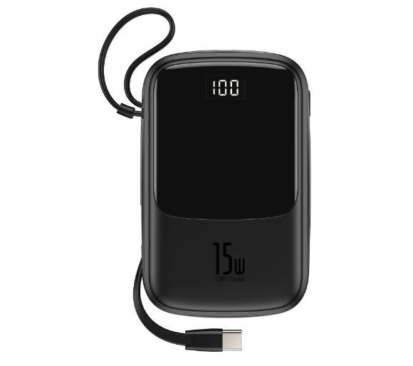 powerbank Baseus PPQD-A01 Powerbank  Qpow z kablem USB-C, 10000 mAh, 15W (czarny)
