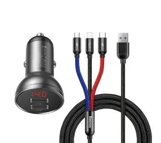 Baseus 24W kabel USB 3w1 Three Primary Colors 1,2m Czarny