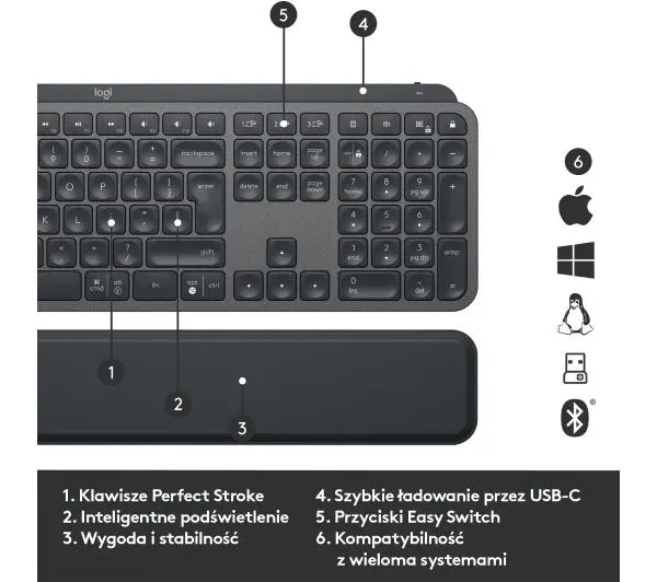 Logitech MX Keys Plus Grafitowy - Kup na Raty - RRSO 0%