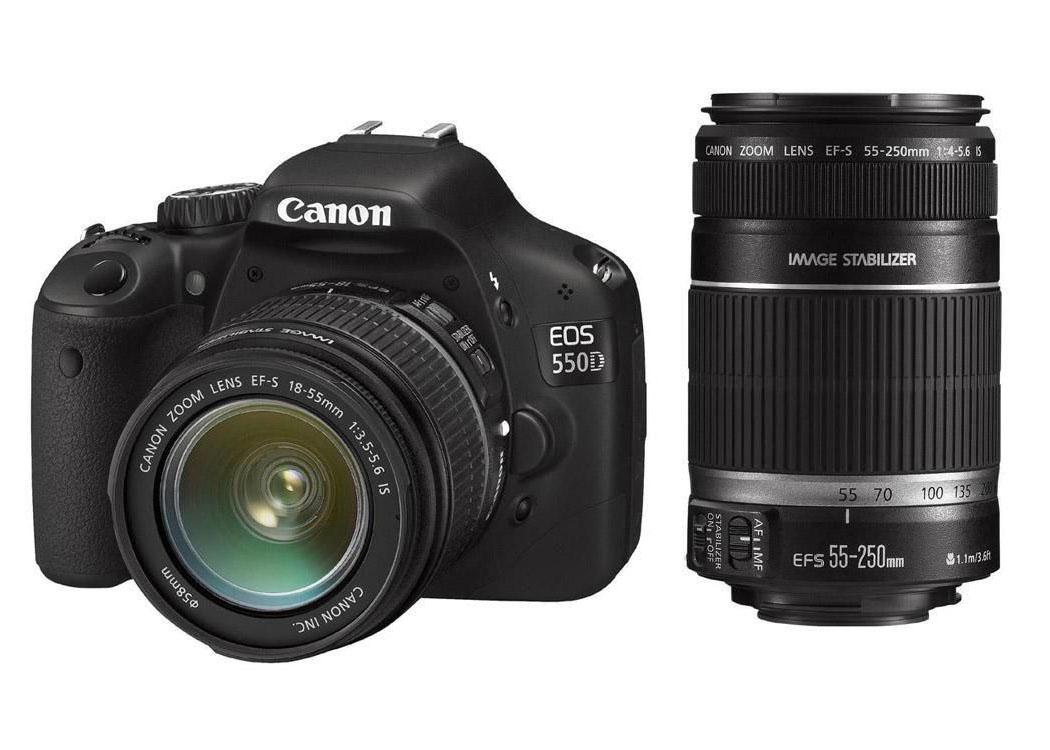 Lustrzanka Canon EOS 550D + 18-55 mm IS + 55-250 mm IS