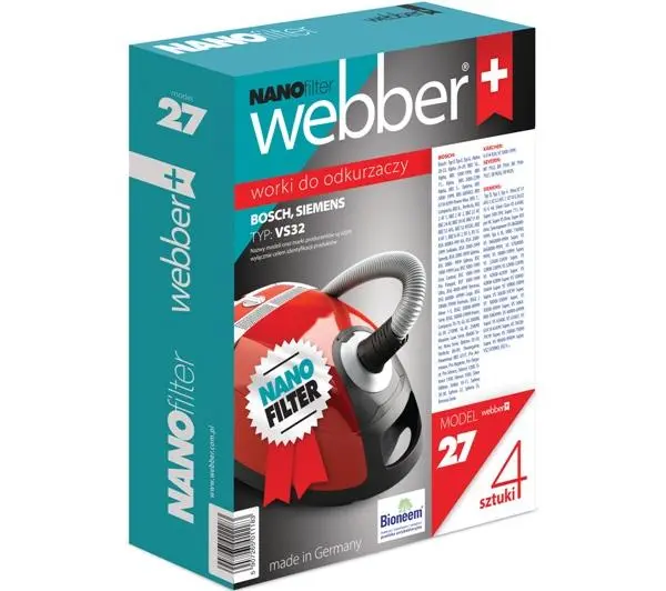 Worek do odkurzacza Webber 27 Nano Siemens/Bosch VS32 4szt.
