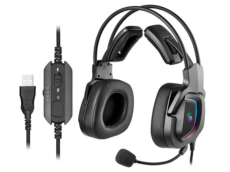 Słuchawki przewodowe z mikrofonem A4tech G575 7.1 Nauszne Czarny