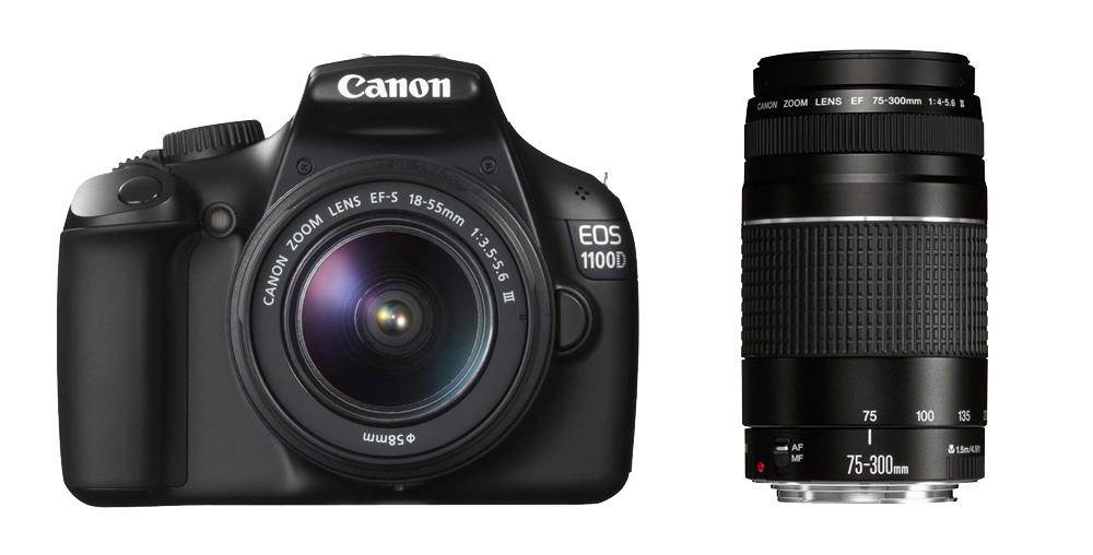 Lustrzanka Canon EOS 1100D + 18 - 55 mm DC III+ 75 - 300 mm DC III