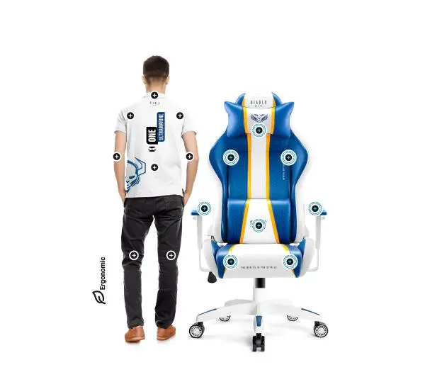 Diablo Chairs X-One 2.0 Normal Size Gamingowy do 136kg Skóra ECO Tkanina Biało-niebieski - Kup na Raty - RRSO 0%