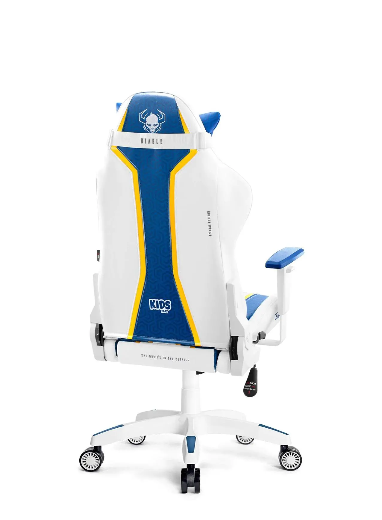 Fotel Diablo Chairs X-One 2.0 Kids Size Dla dzieci do 160kg Skóra ECO Tkanina Biało-niebieski