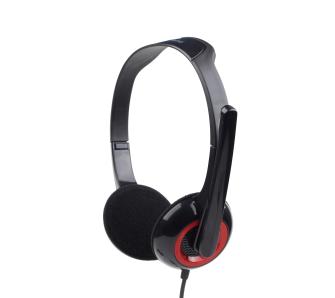 Słuchawki przewodowe z mikrofonem Gembird MHS-002 Nauszne Czarno-czerwony