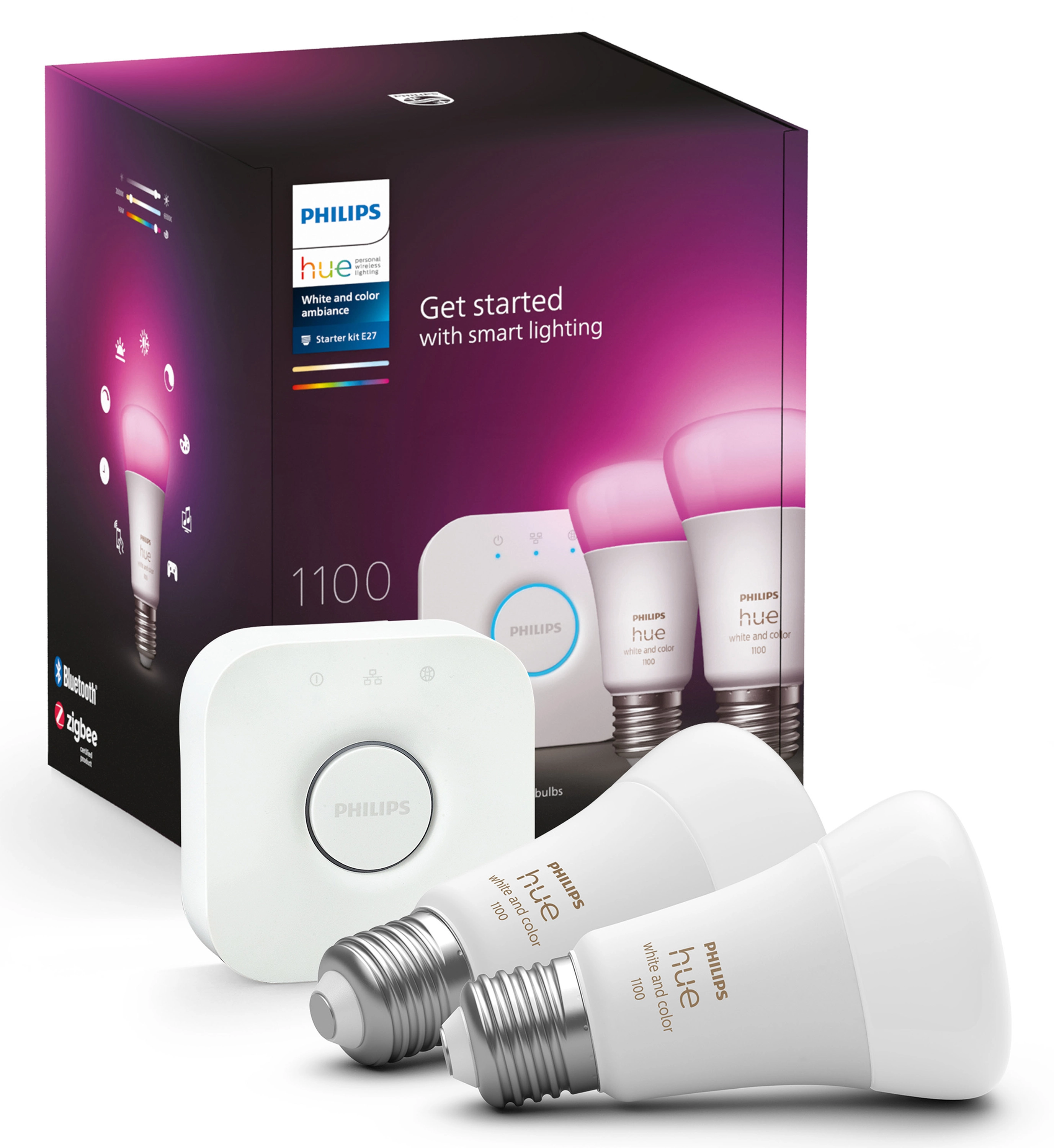 Żarówka LED Philips Hue White and Colour Ambiance E27 2 szt. + mostek