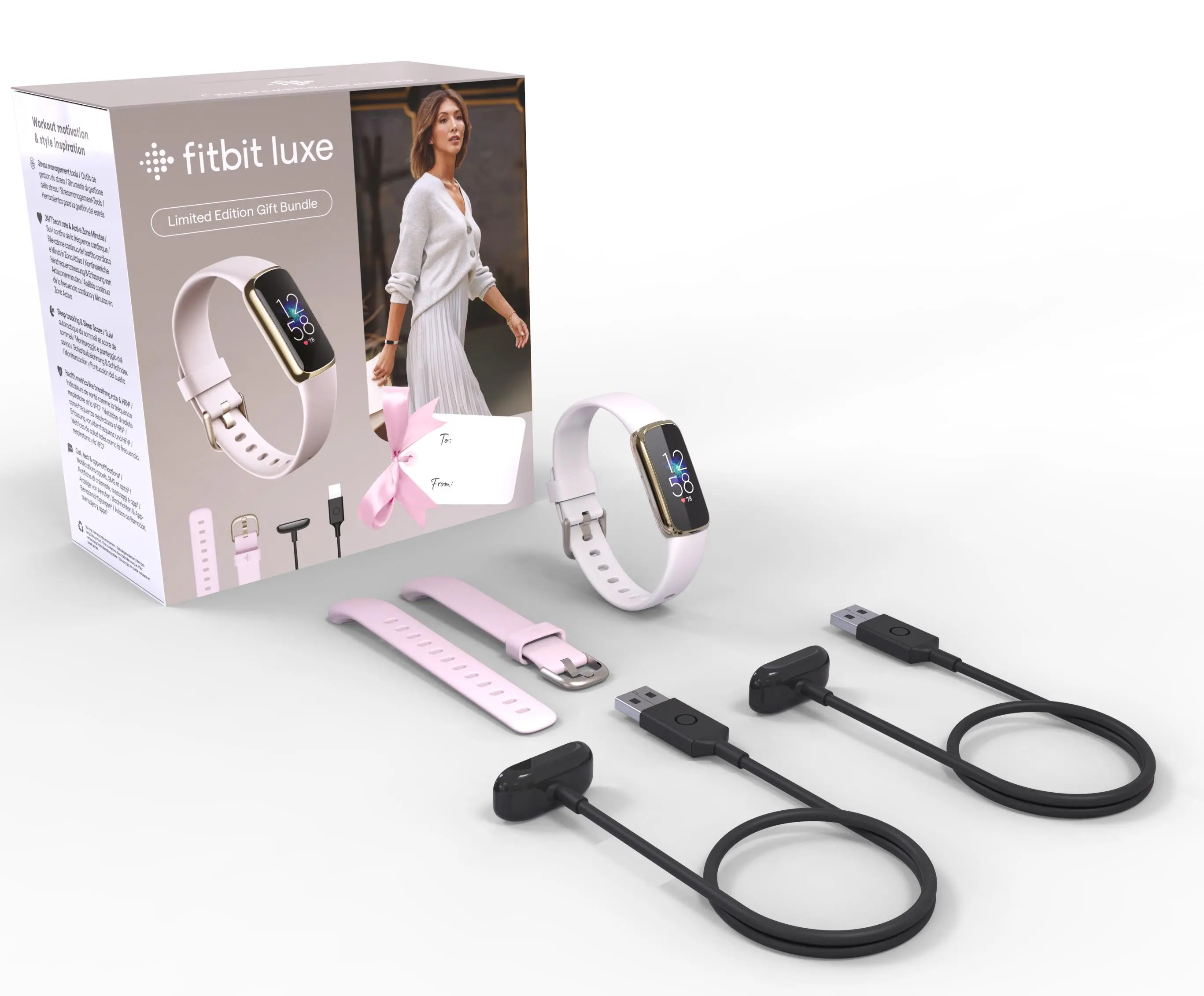 Smartband Fitbit by Google Luxe Gift Pack Biały
