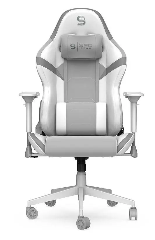 Fotel SPC Gear SX500 Onyx White Gamingowy do 120kg Skóra ECO Tkanina Biało-szary