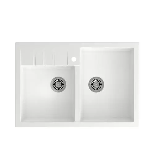 Zlewozmywak Quadron HCQB9062U1_BS Bill 120 Granitowy Biały/Stalowy