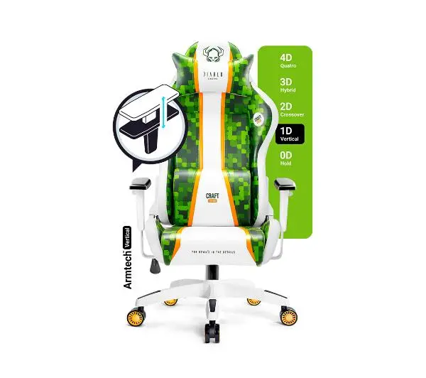 Diablo Chairs X-One 2.0 Craft King Size Gamingowy do 180kg Skóra ECO Tkanina Biało-zielony - Kup na Raty - RRSO 0%