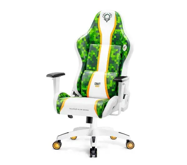 Diablo Chairs X-One 2.0 Craft King Size Gamingowy do 180kg Skóra ECO Tkanina Biało-zielony - Kup na Raty - RRSO 0%