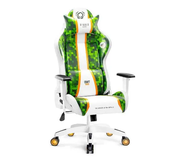 Diablo Chairs X-One 2.0 Craft King Size Gamingowy do 180kg Skóra ECO Tkanina Biało-zielony - Kup na Raty - RRSO 0%